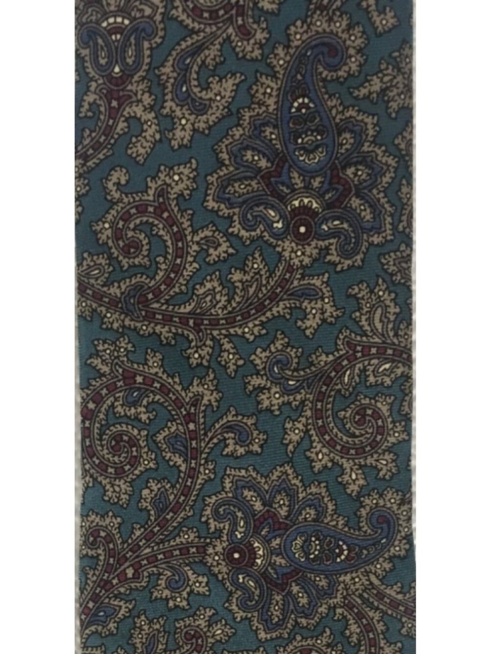 Kuppenheimer Neck Tie Green Tan Red Floral Paisley Silk 3.25 in Wide 54 in Long